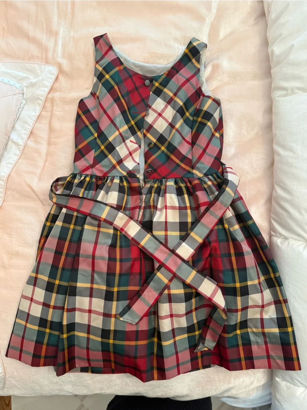 Ralph Lauren Multi-Color Plaid Bow-Front Girls Dress